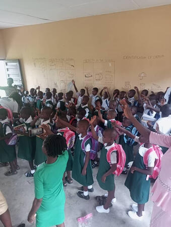 All the children showing their appreciation